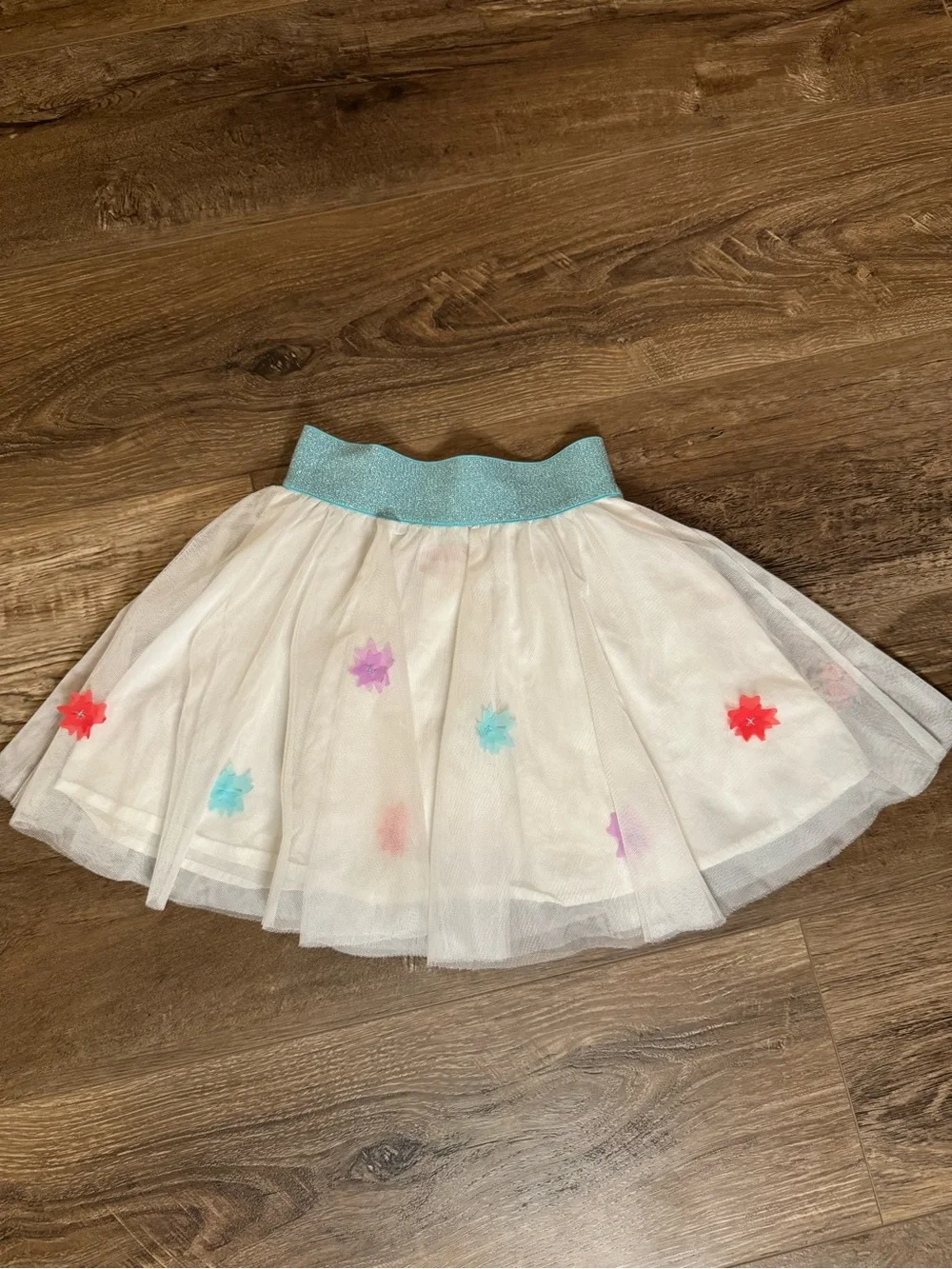 American Girl White Tulle Skirt with Shimmery Teal Waistband - Girls S